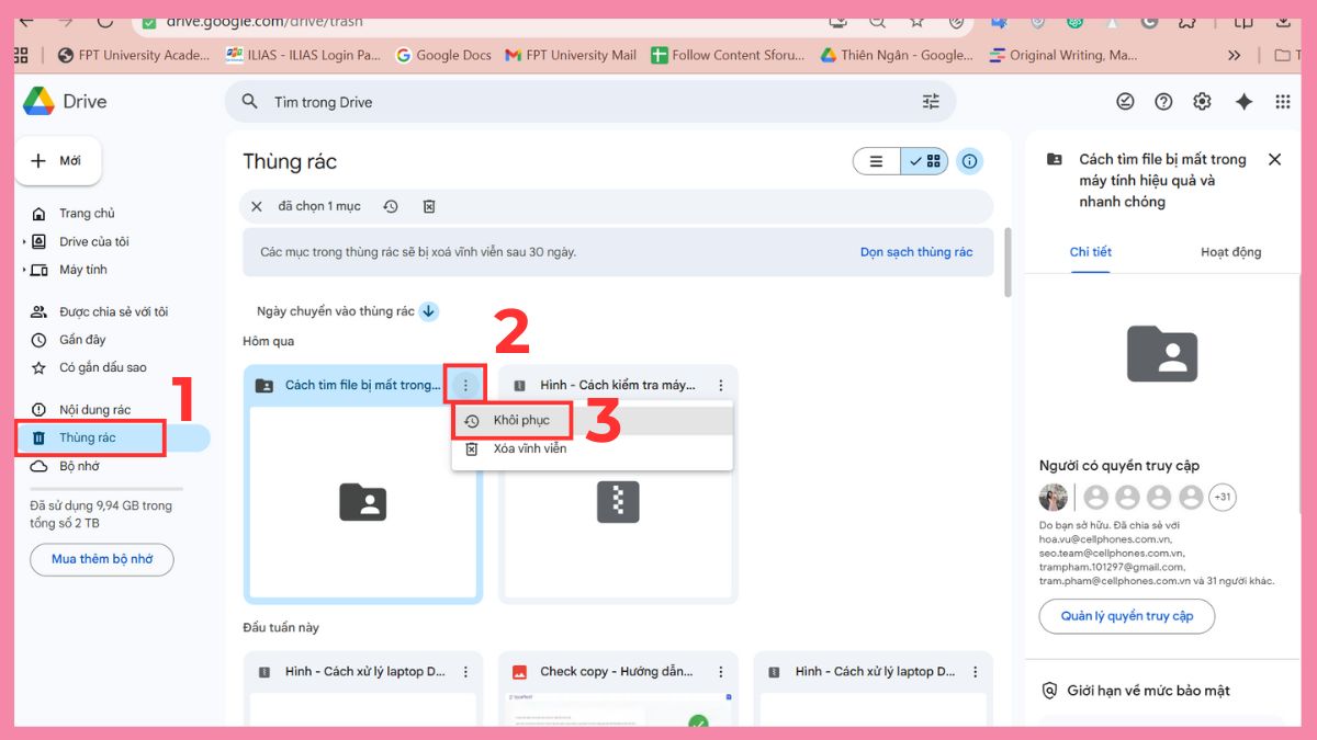 Cách tìm file bị mất trong máy tính bằng lưu trữ đám mây