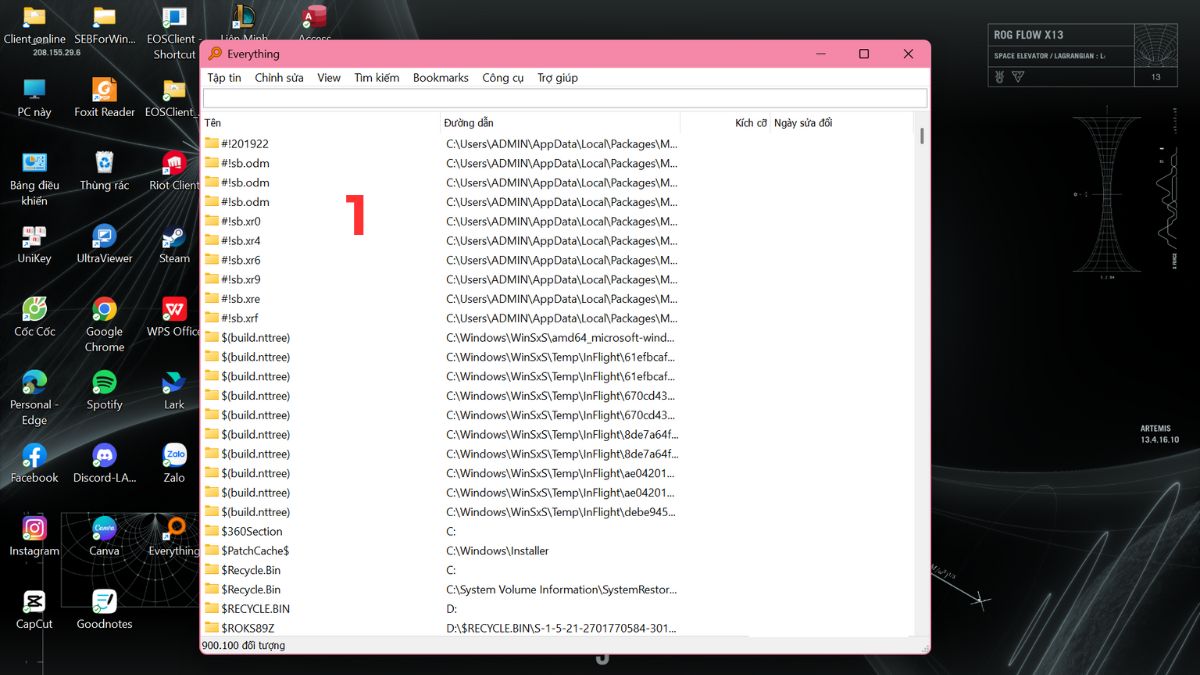 Cách tìm file bị mất trong máy tính bằng ứng dụng Everything bước 1
