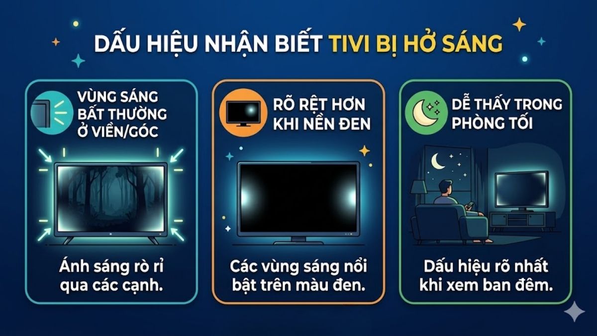Dấu hiệu nhận biết tivi bị hở sáng