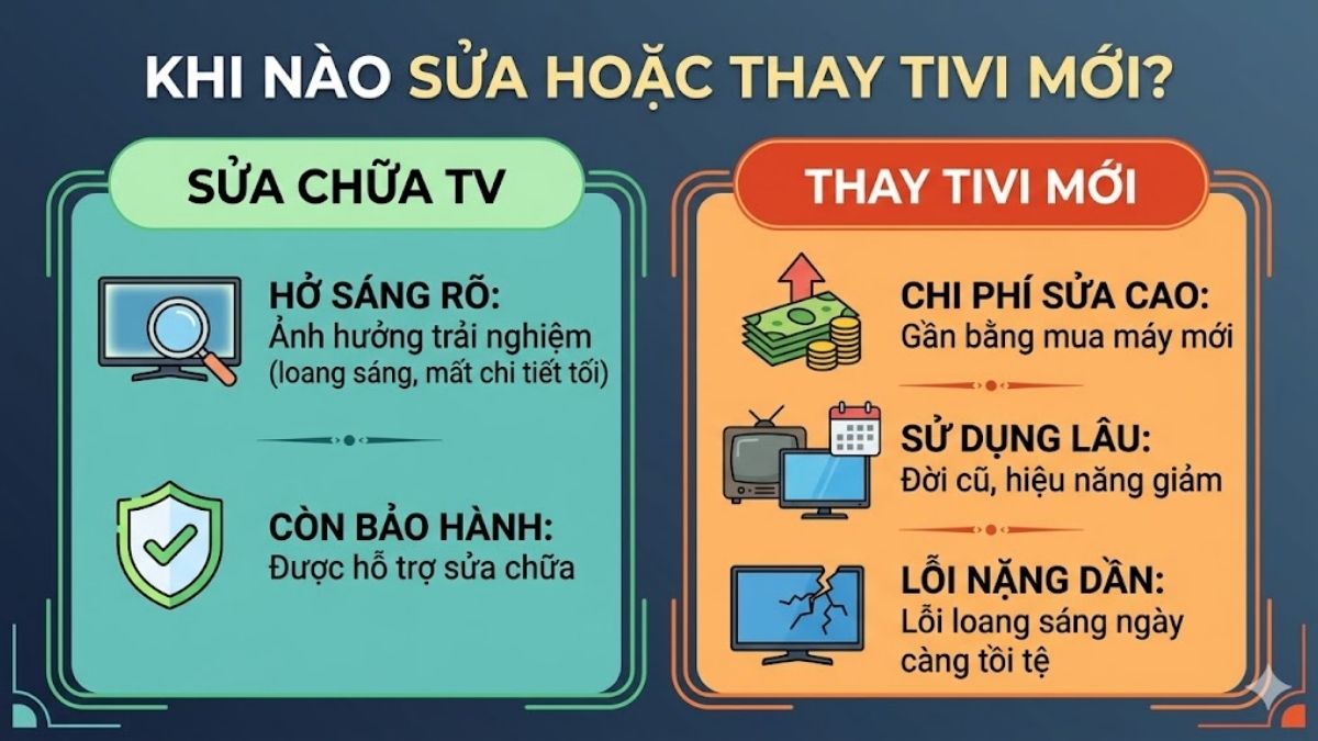 Khi nào nên thay mới tivi bị hở sáng?