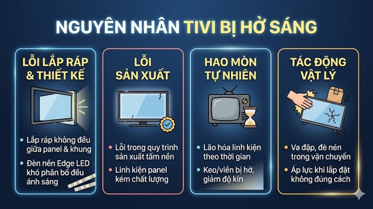 Nguyên nhân khiến tivi bị hở sáng