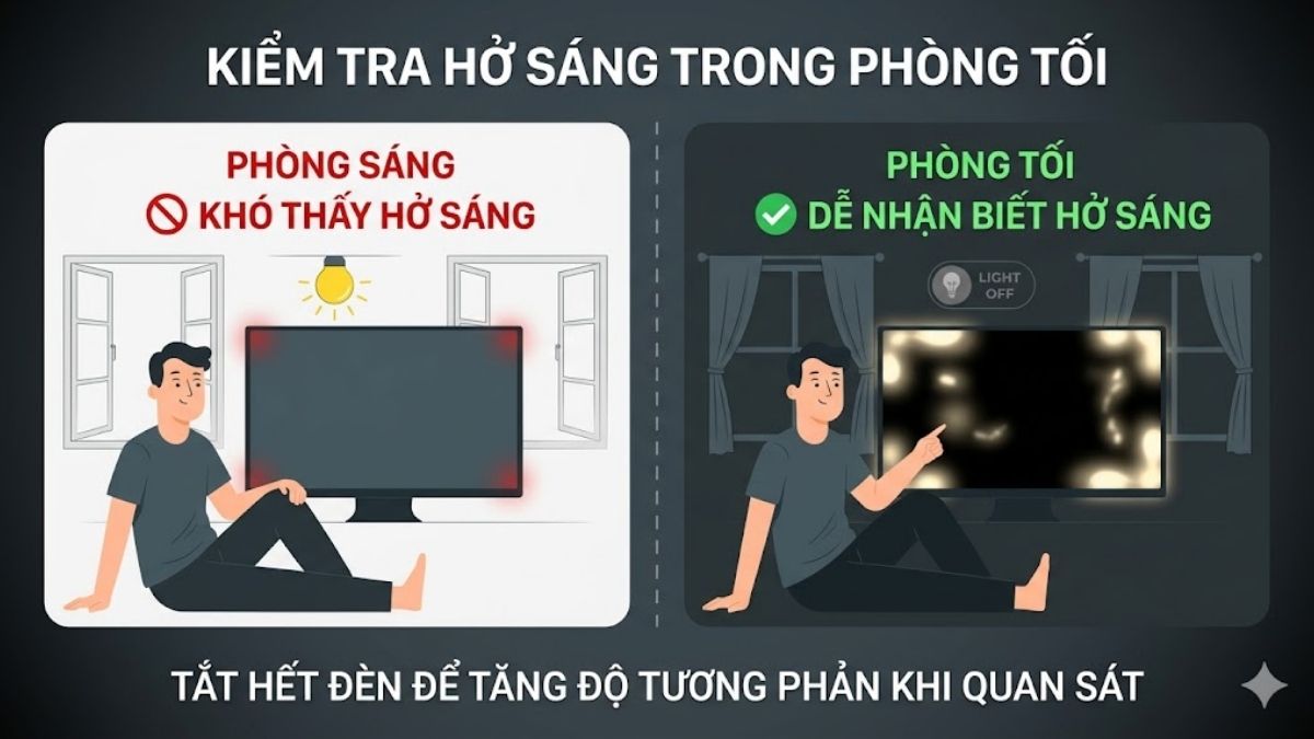 Cách kiểm tra tivi có bị hở sáng hay không