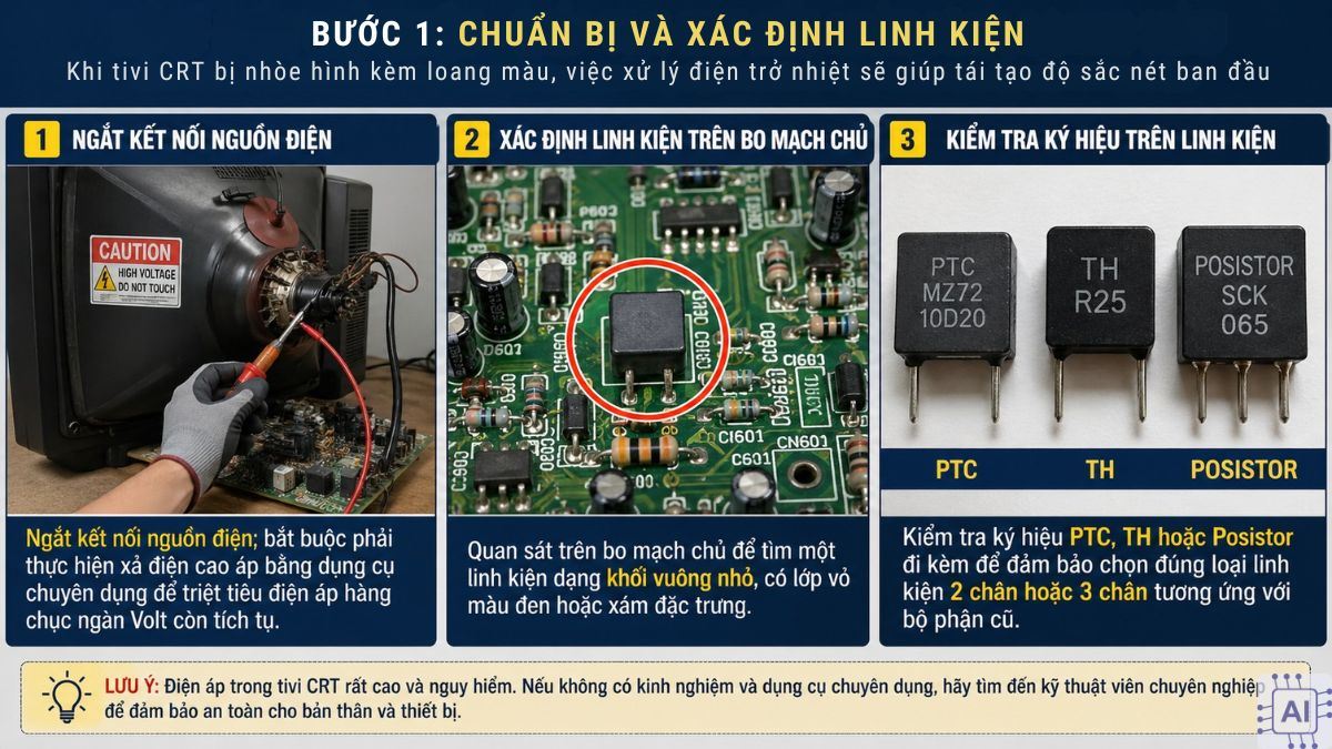 Cách khắc phục tivi bị loang màu: Kiểm tra điện trở bước 1