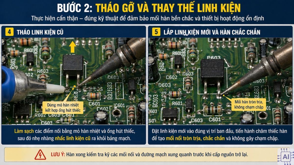 Cách khắc phục tivi bị loang màu: Kiểm tra điện trở bước 2
