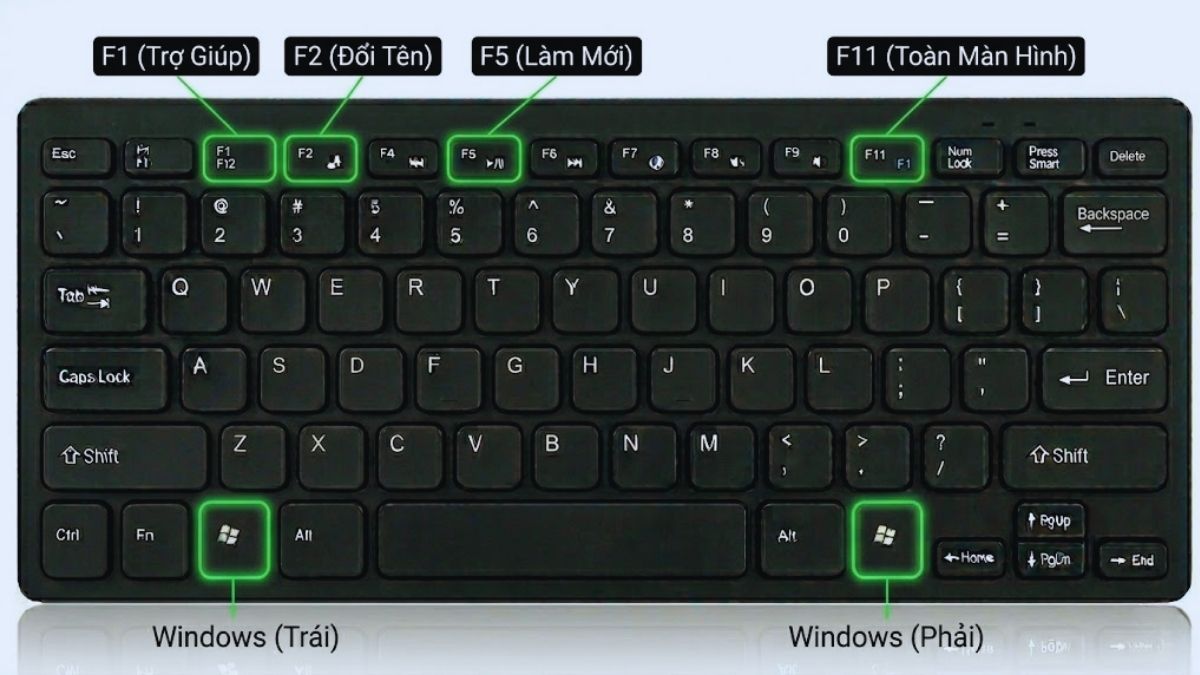 Các phím chức năng F1 đến F12 trên máy tính Windows