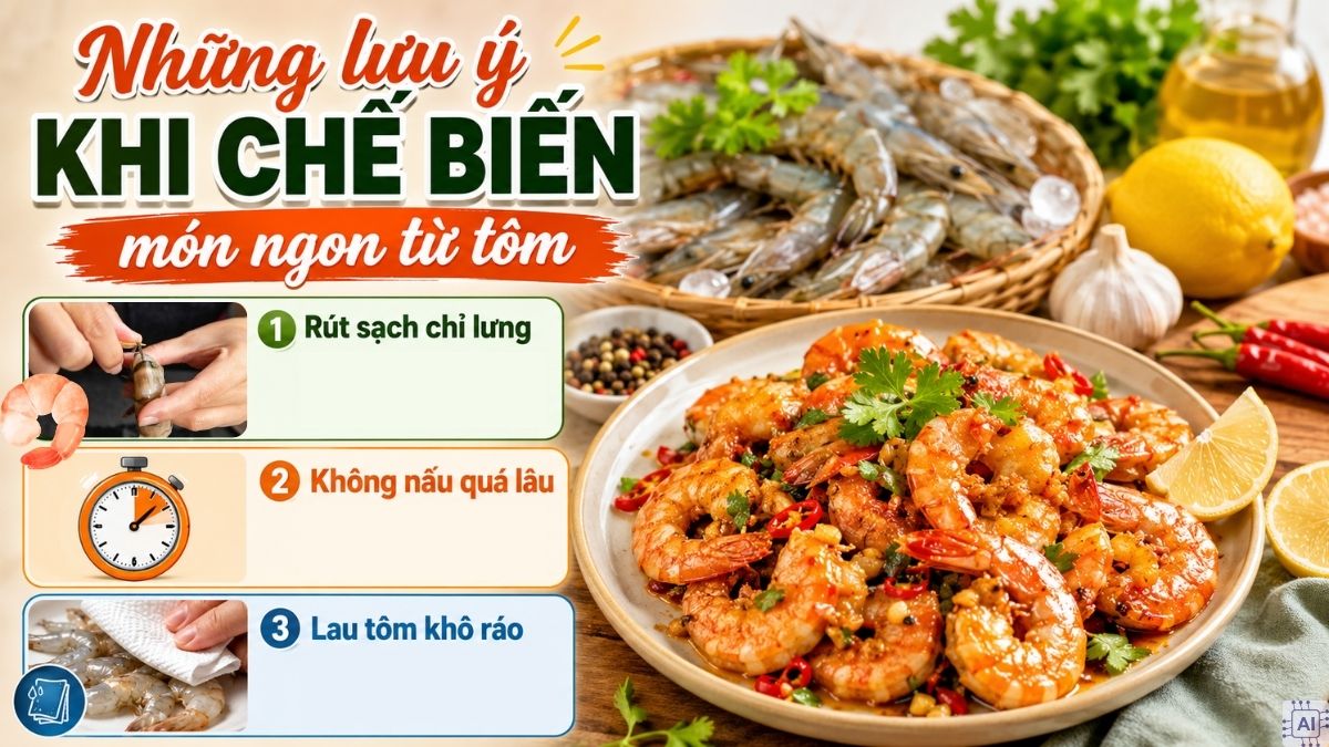 Những lưu ý khi chế biến món ngon từ tôm