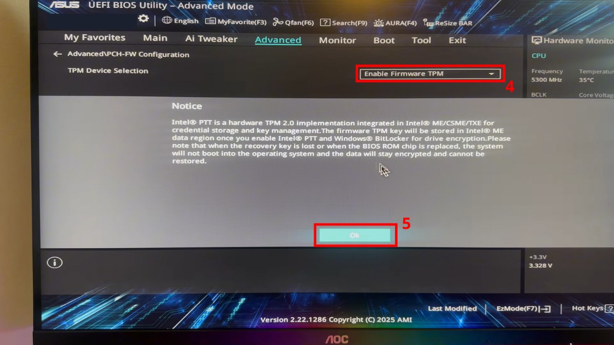 Cách bật TPM 2.0 trên máy tính bước 3