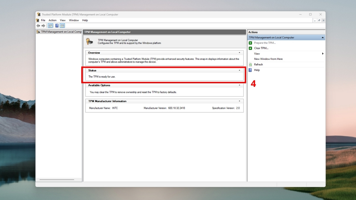 Kiểm tra máy tính có TPM hay không bước 3