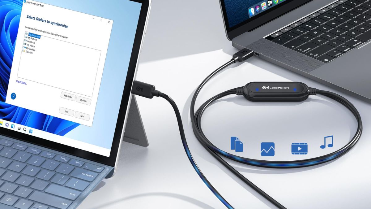 Cáp USB Type-C Data Link có thể dùng để truyền dữ liệu giữa 2 máy tính