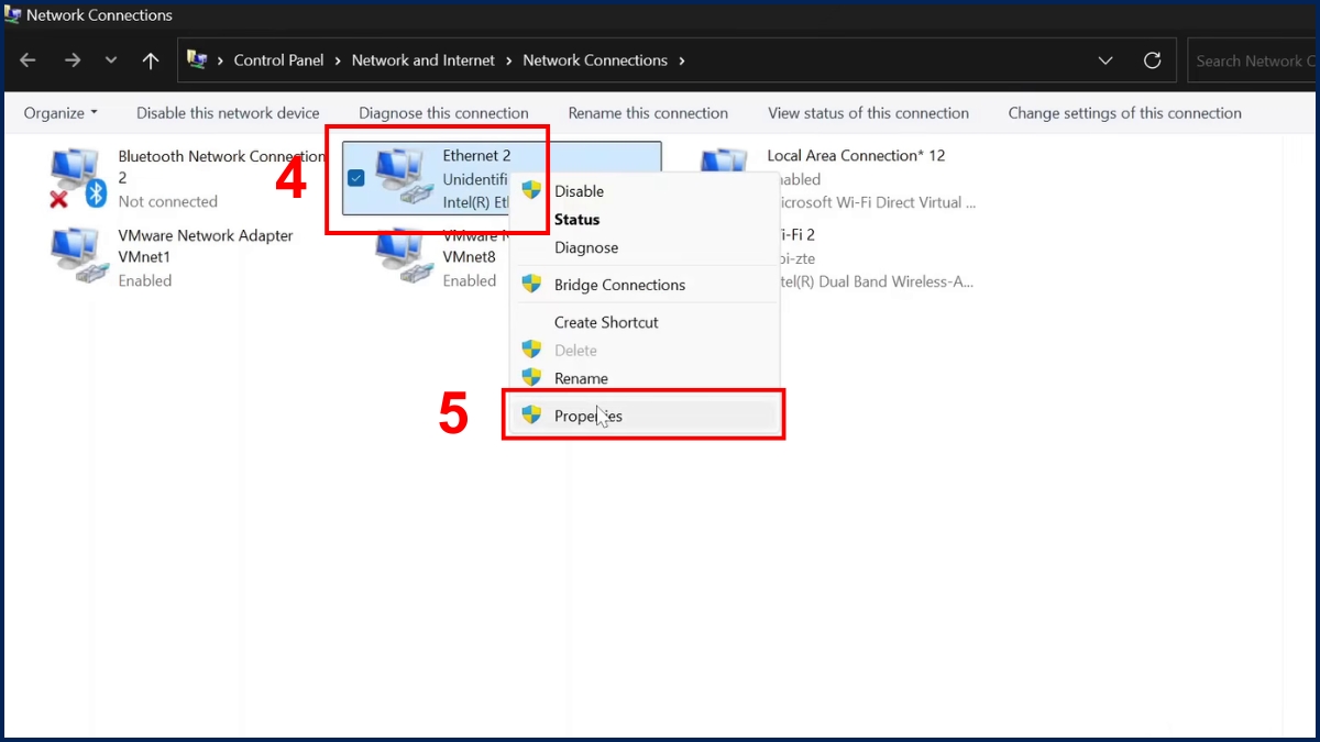 Truyền dữ liệu giữa 2 máy tính bằng dây cáp LAN bước 2