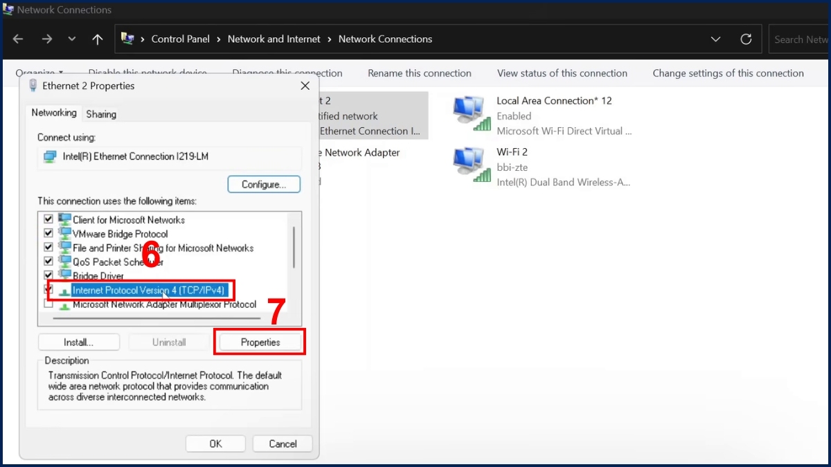 Truyền dữ liệu giữa 2 máy tính bằng dây cáp LAN bước 2