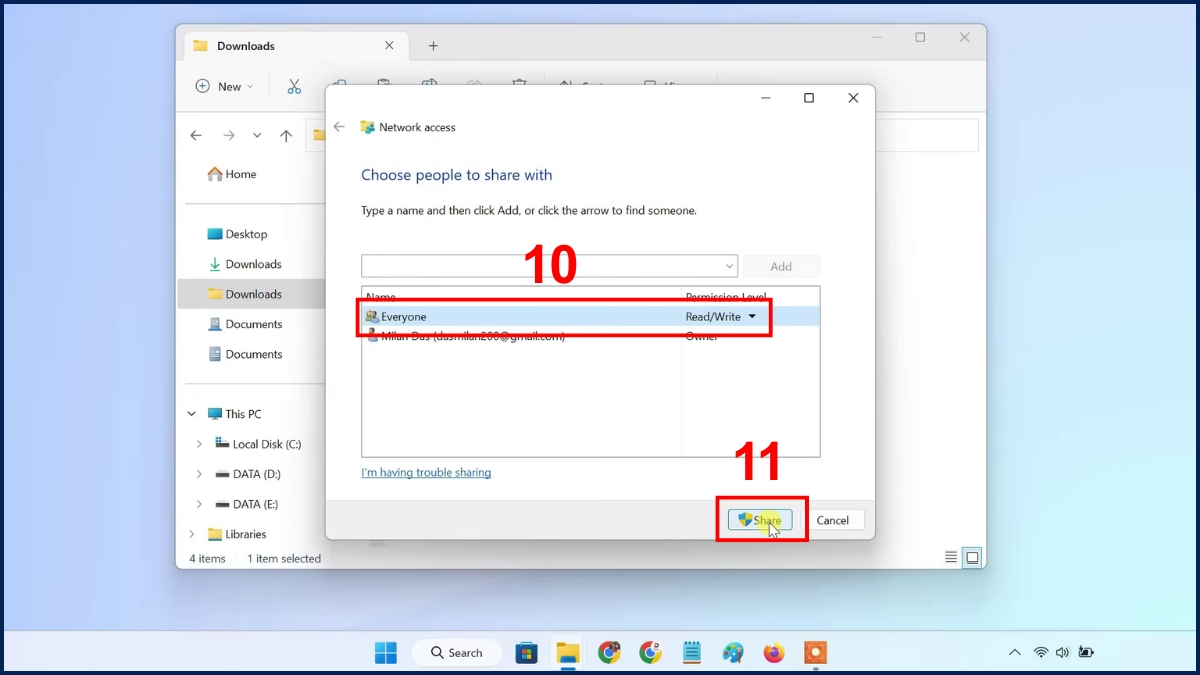 Truyền dữ liệu giữa 2 máy tính qua mạng WiFi bước 2