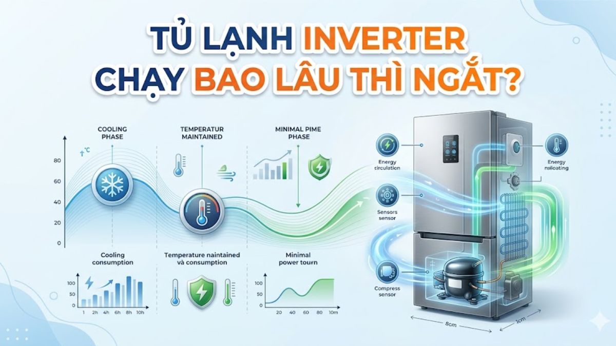 Tủ lạnh Inverter chạy bao lâu thì ngắt? Giải đáp chi tiết