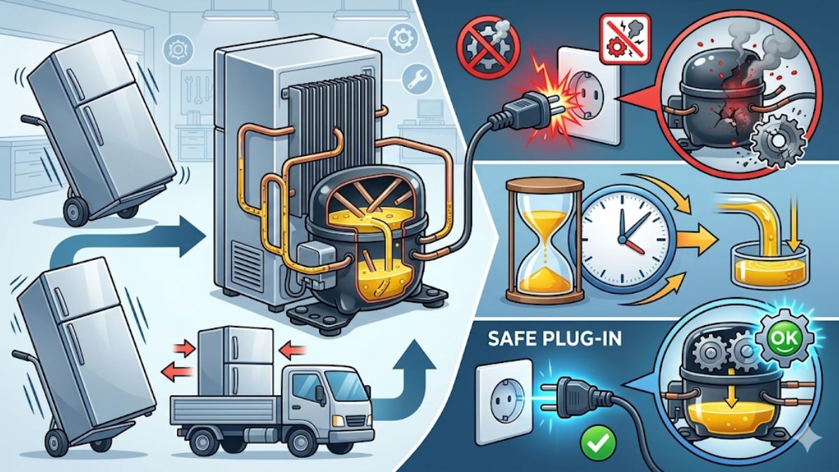Vì sao không nên cắm điện ngay sau khi vận chuyển tủ lạnh?