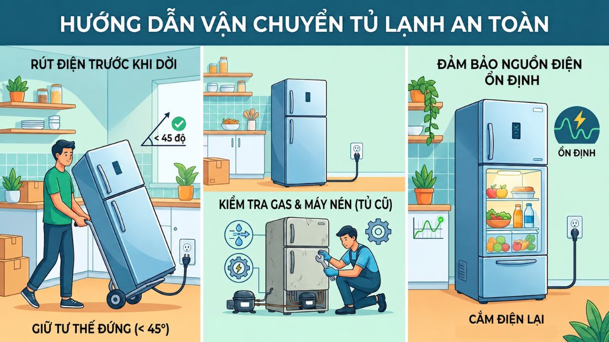 Những lưu ý quan trọng khi vận chuyển tủ lạnh