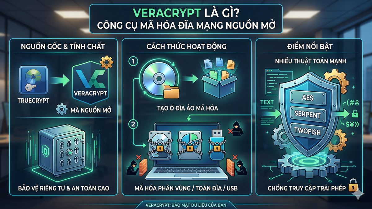 VeraCrypt là một công cụ mã hóa ổ đĩa dạng mã nguồn mở