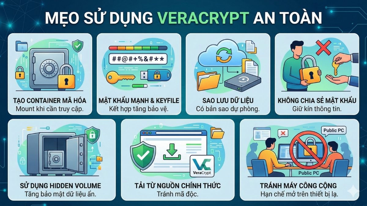 Mẹo sử dụng VeraCrypt an toàn và hiệu quả