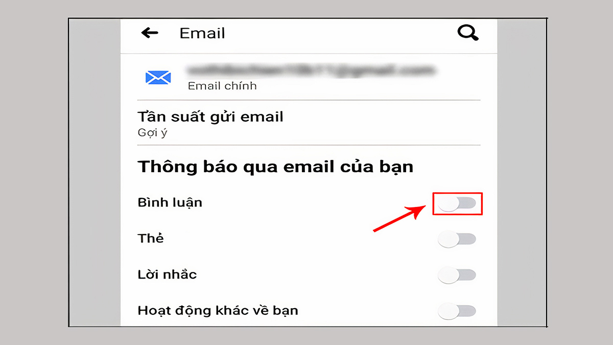 Cách tắt thông báo facebook trên gmail bằng điện thoại Android - bước 3