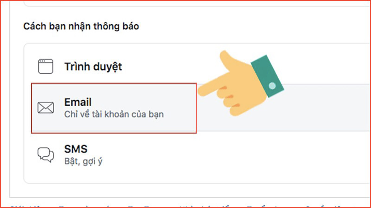 Cách tắt thông báo facebook trên gmail trong cài đặt Facebook - bước 3