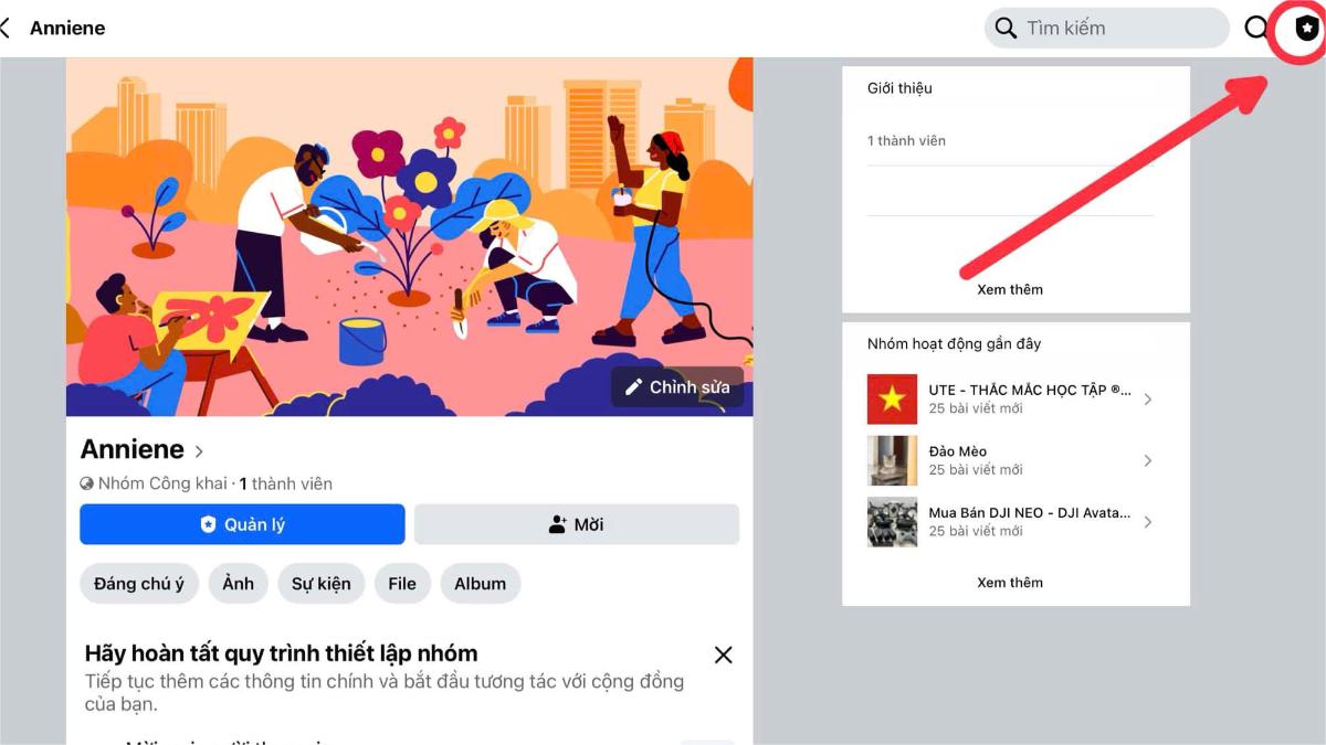 Đổi tên nhóm Facebook trên iPad - bước 3