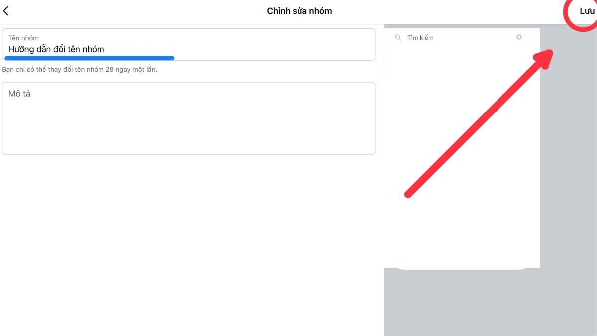 Đổi tên nhóm Facebook trên iPad - bước 5