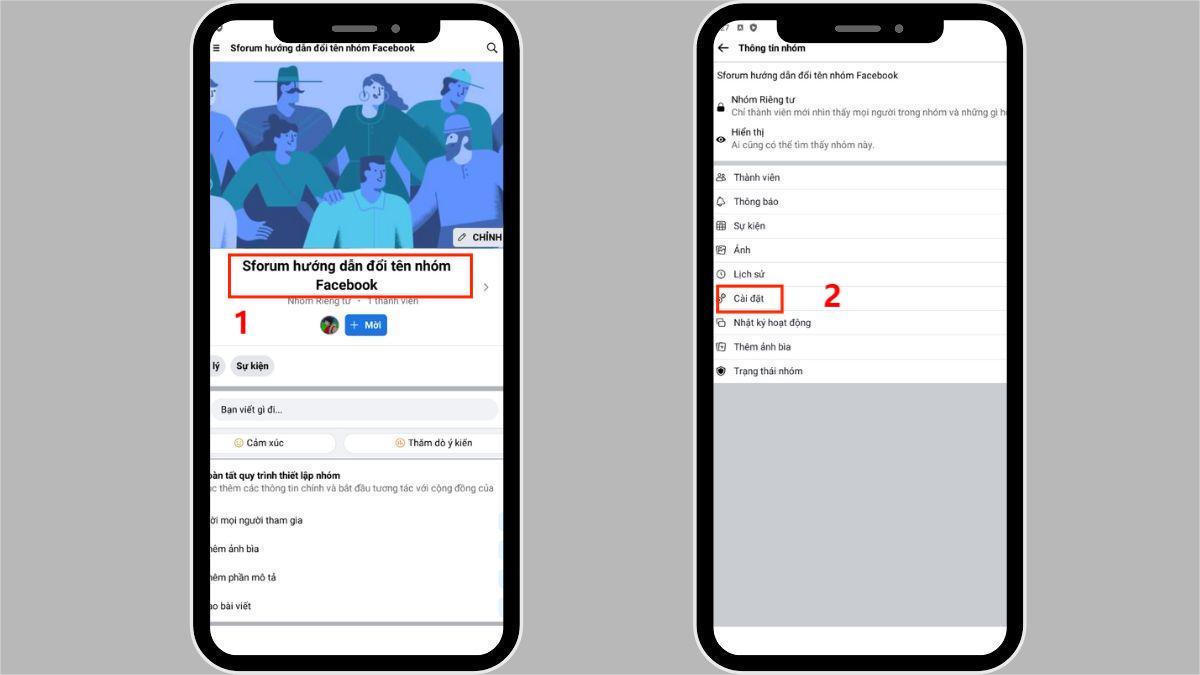 Đổi tên group Facebook trên ứng dụng Facebook Lite - bước 3