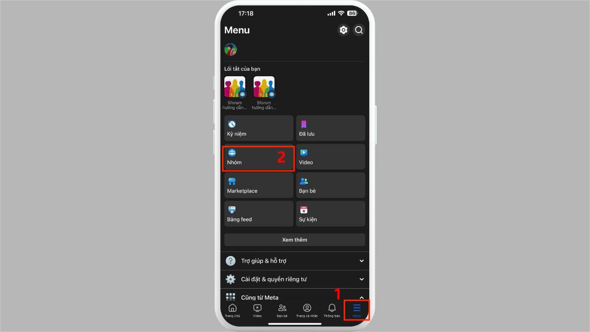 Đổi tên nhóm Facebook trên điện thoại Android - bước 1