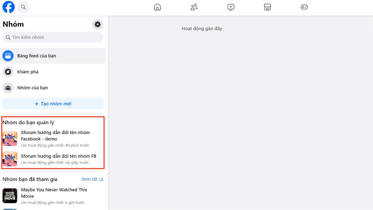 Đổi tên nhóm Facebook trên máy tính - bước 1