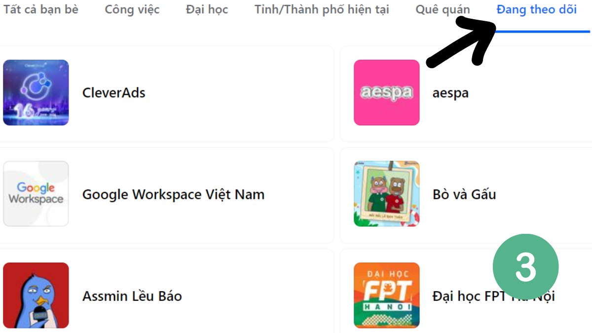 Cách xem người mình theo dõi trên Facebook bằng máy tính - bước 3