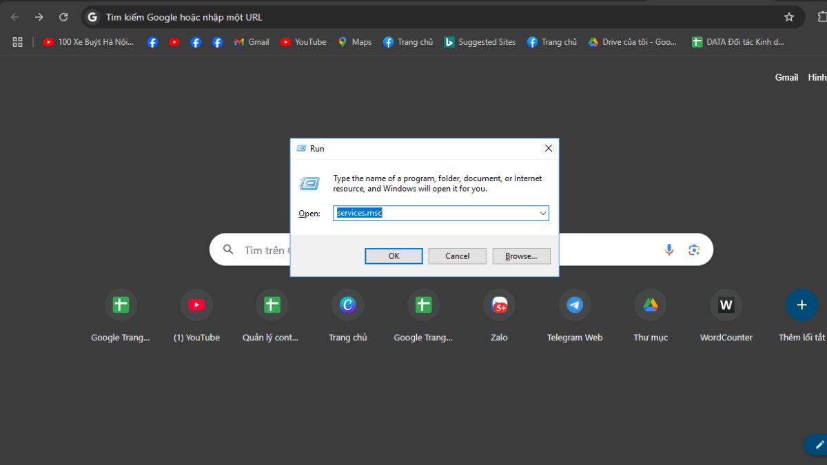 Máy in hiện dấu chấm than lỗi Print Spooler bị tắt bước 1