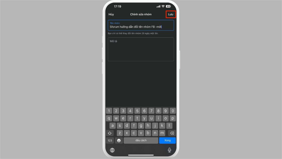 Đổi tên nhóm Facebook trên điện thoại iPhone - bước 5