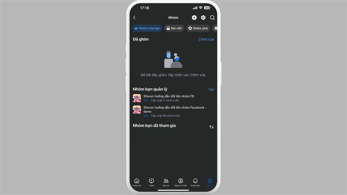 Đổi tên nhóm Facebook trên điện thoại iPhone - bước 2