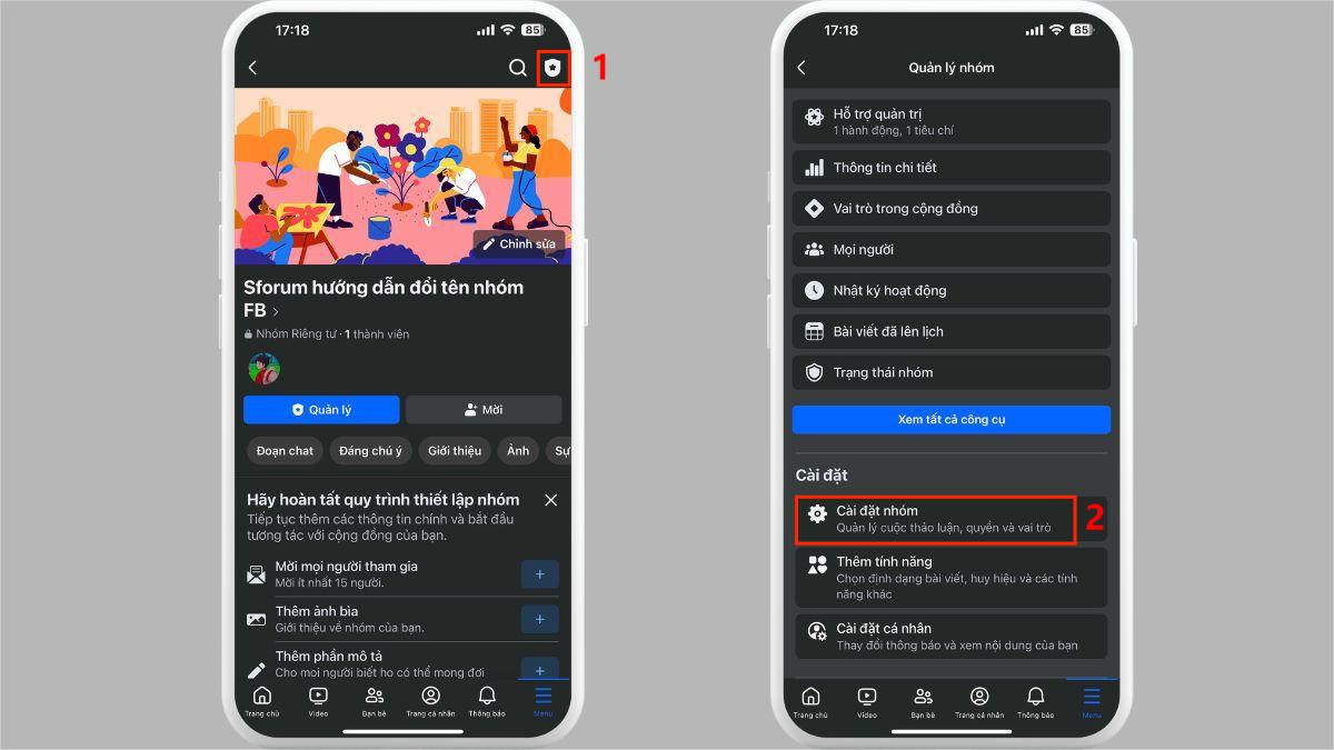 Đổi tên nhóm Facebook trên điện thoại iPhone - bước 3