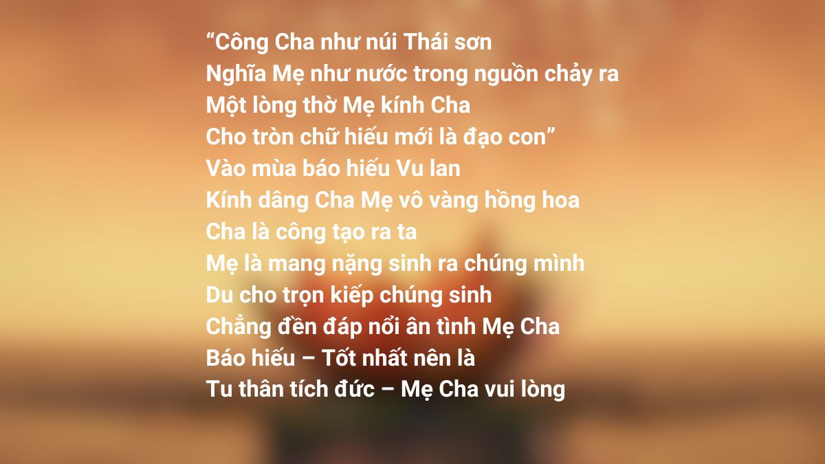 Thơ báo hiếu cha mẹ mùa Vu Lan đầy ý nghĩa và cảm động - thơ Vu Lan báo hiếu hay