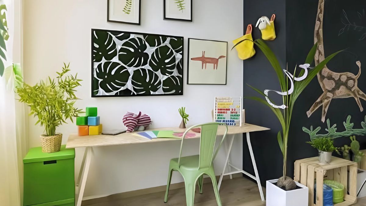 Trang trí góc học tập bằng những chậu cây nhỏ