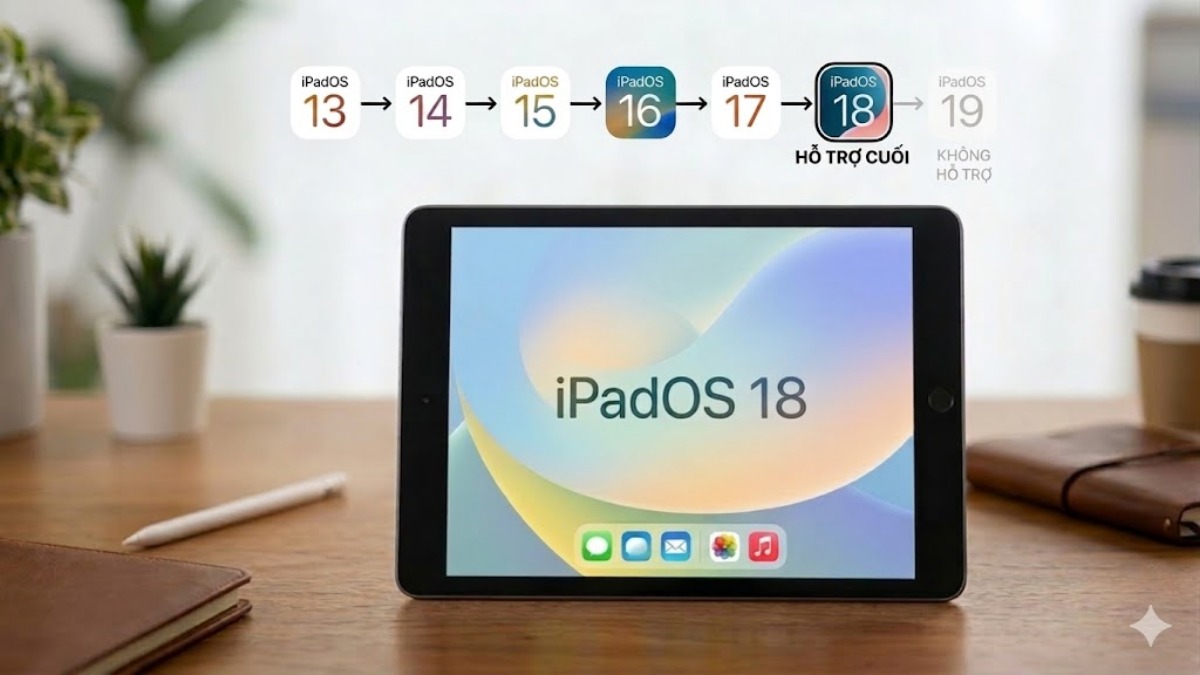 iPad Gen 7 hỗ trợ đến iPadOS 18