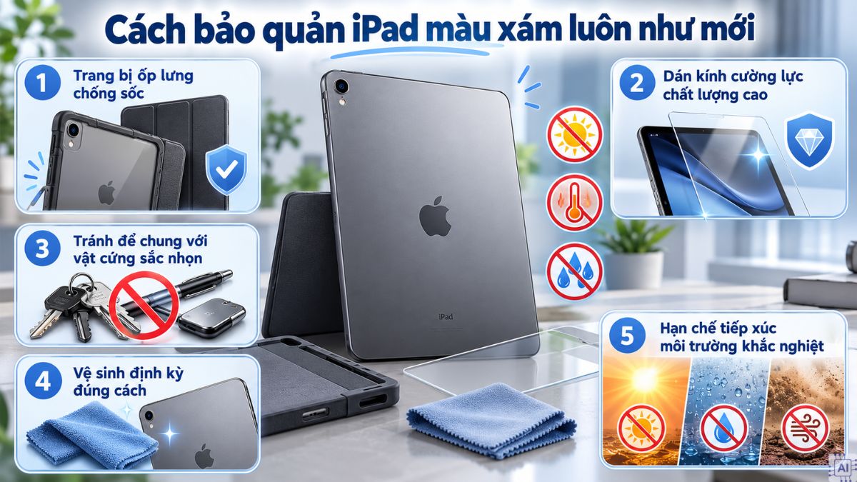 Cách bảo quản iPad màu xám luôn như mới