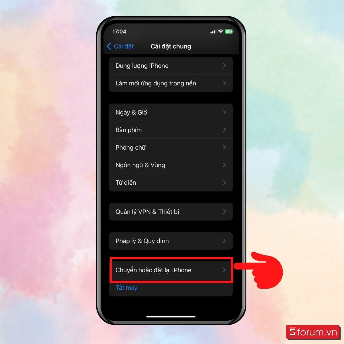 Cài đặt lại mạng trên iPhone - Bước 2