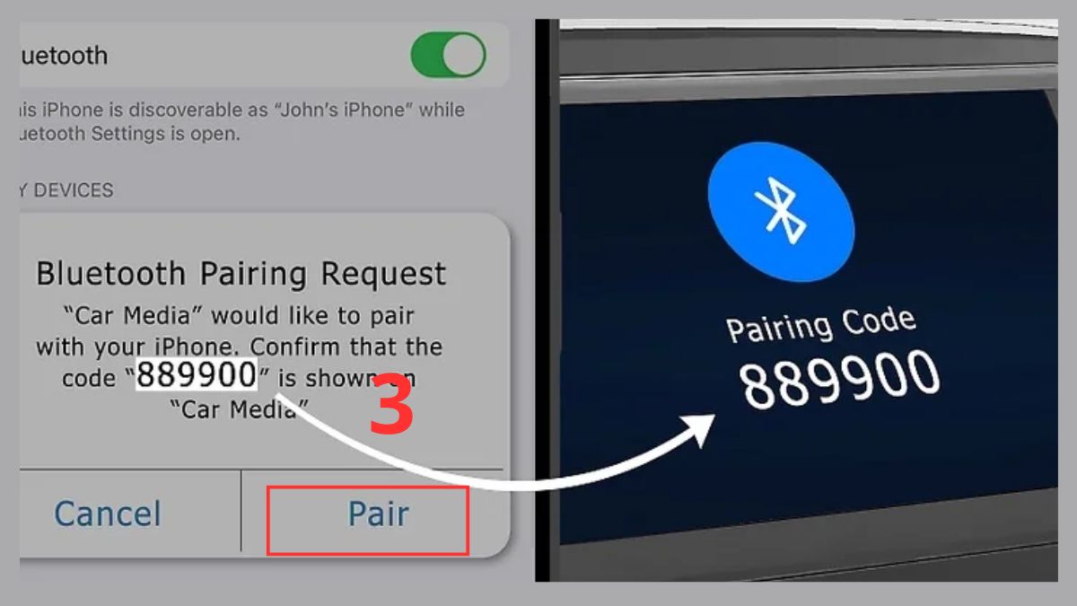Cách kết nối iPhone với màn hình Android ô tô thông qua bluetooth bước 3