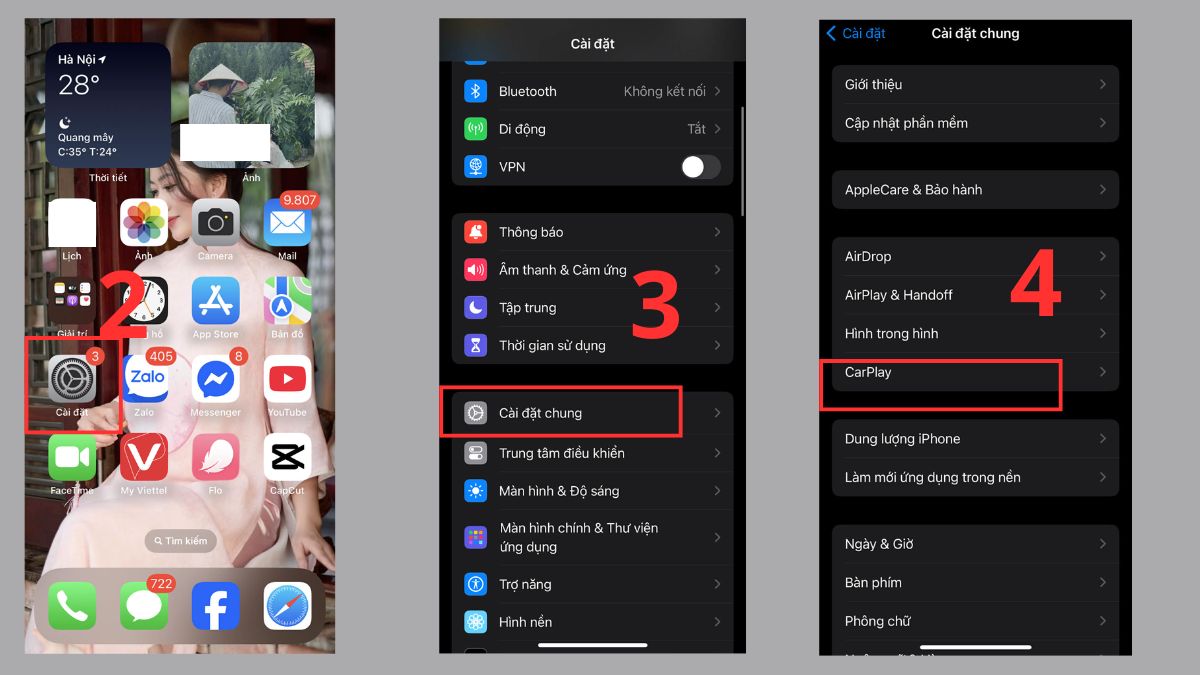 Cách kết nối iPhone với màn hình Android ô tô Kết nối bằng USB qua Apple CarPlay bước 2