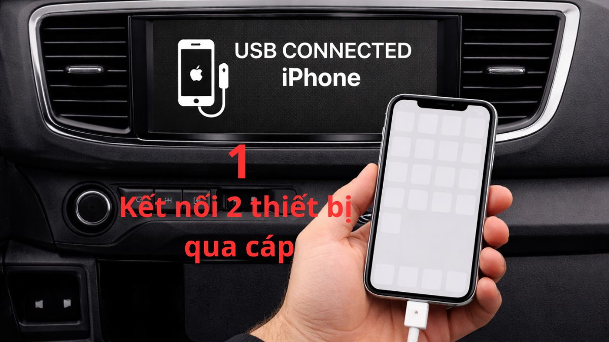 Cách kết nối iPhone với màn hình Android ô tô Kết nối bằng Mirror Screen bước 1