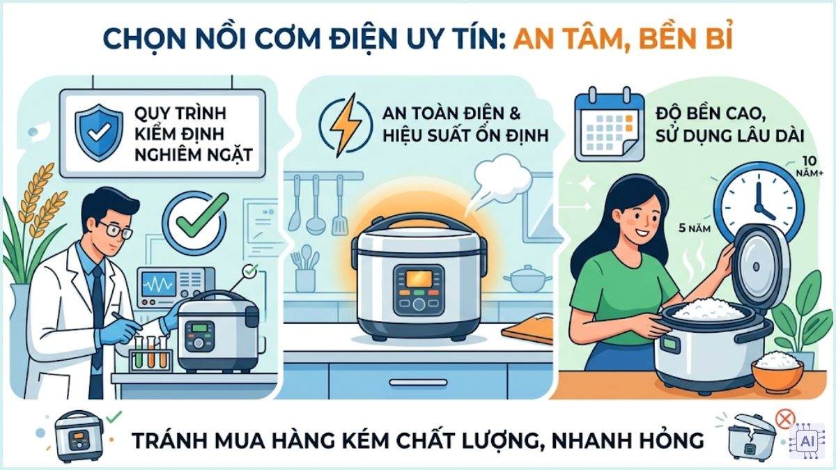 Cần quan tâm đến thương hiệu và độ uy tín của các hãng nồi cơm điện