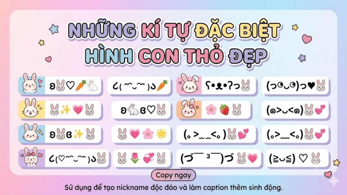 Kí tự đặc biệt hình con thỏ mới đẹp nhất