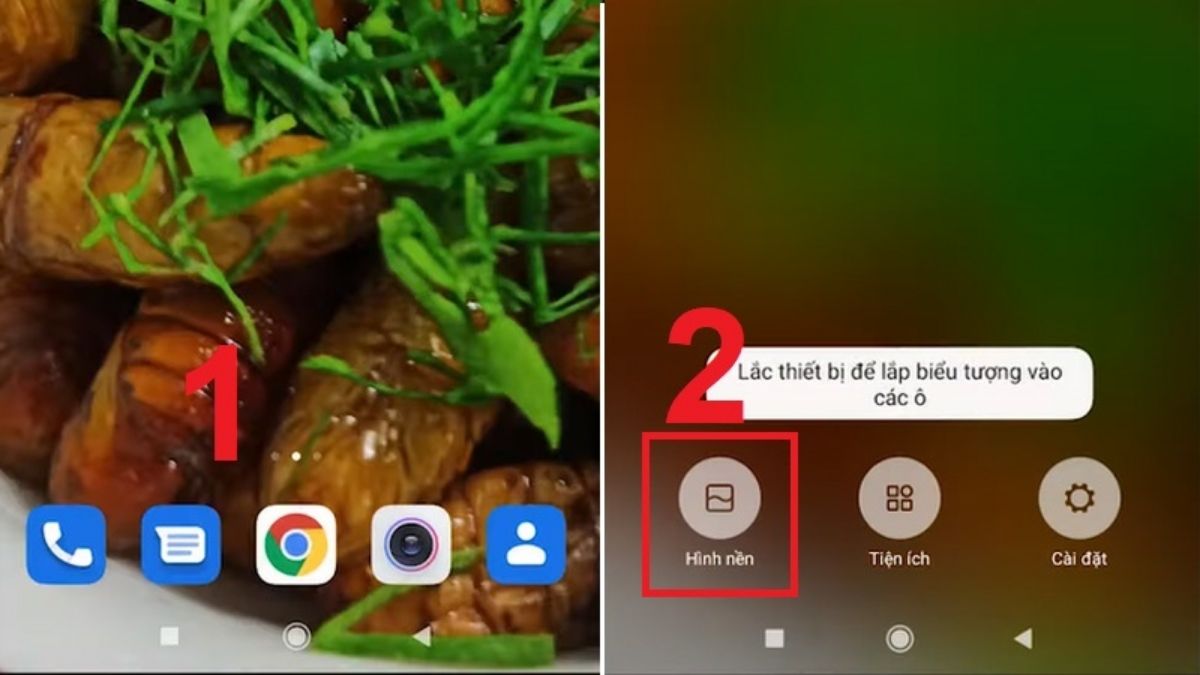 Giữ khoảng trống trên màn hình và chọn Hình nền
