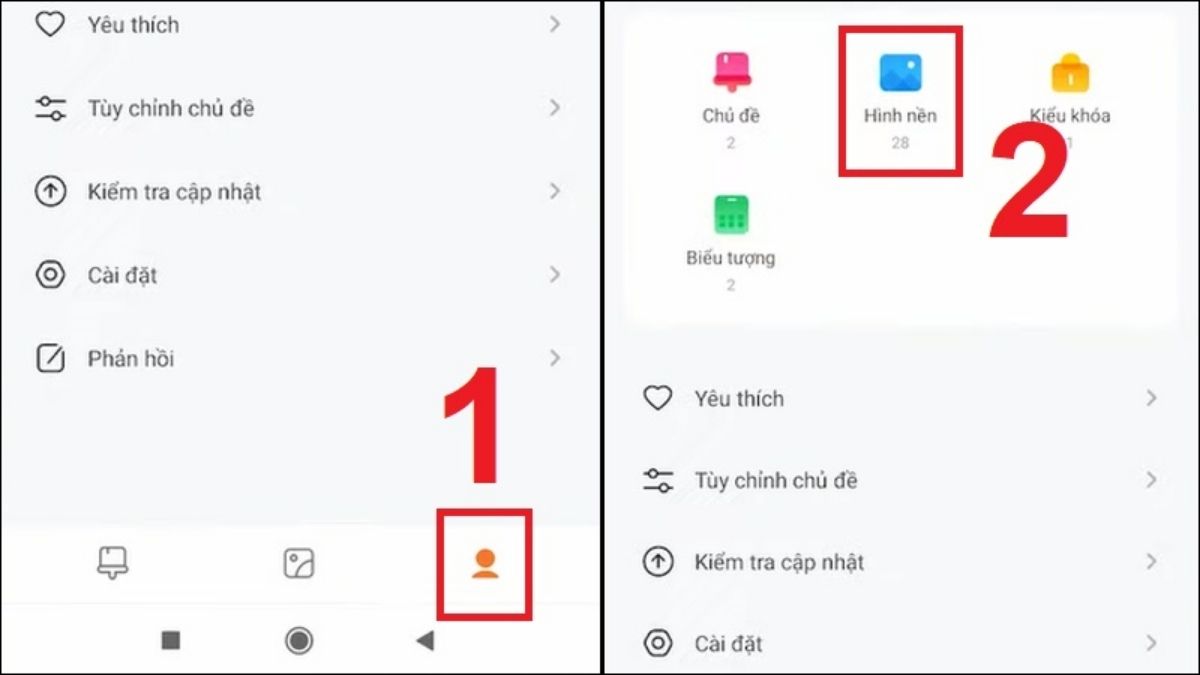 Chọn biểu tượng người và Hình nền