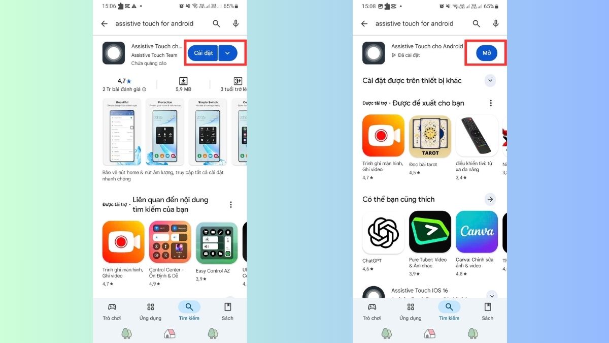 Tiến hành cài đặt ứng dụng AssistiveTouch For Android.
