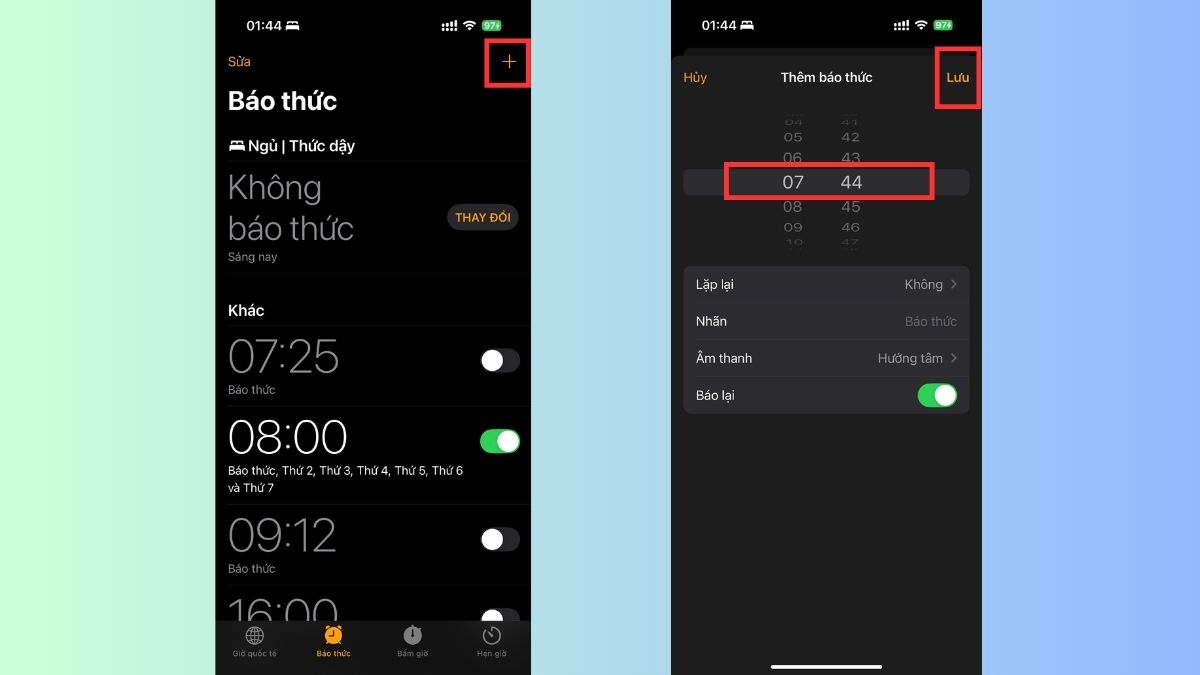 Tạo và cài báo thức trên iPhone