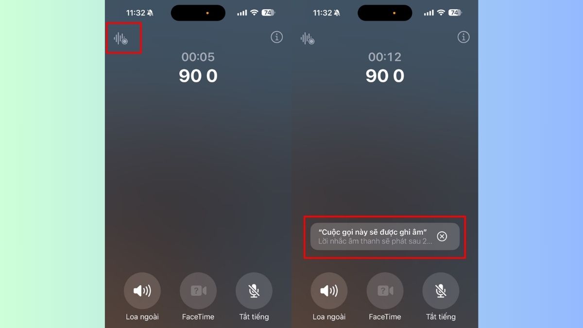 Chọn vào biểu tượng ghi âm