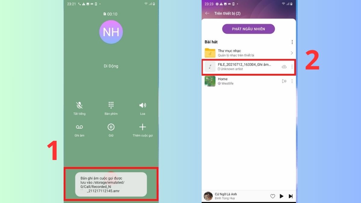 Mở ứng dụng Music để nghe lại file ghi âm trên điện thoại Android