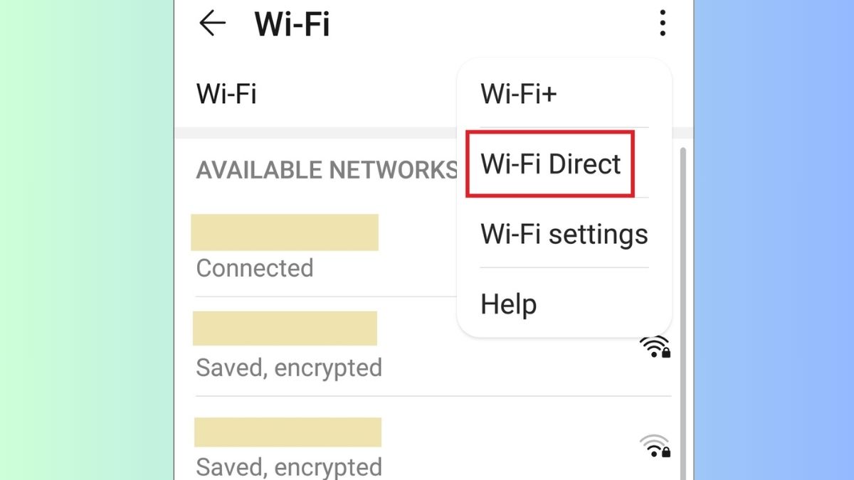 Chọn Wifi Direct trong phần Cài đặt của điện thoại